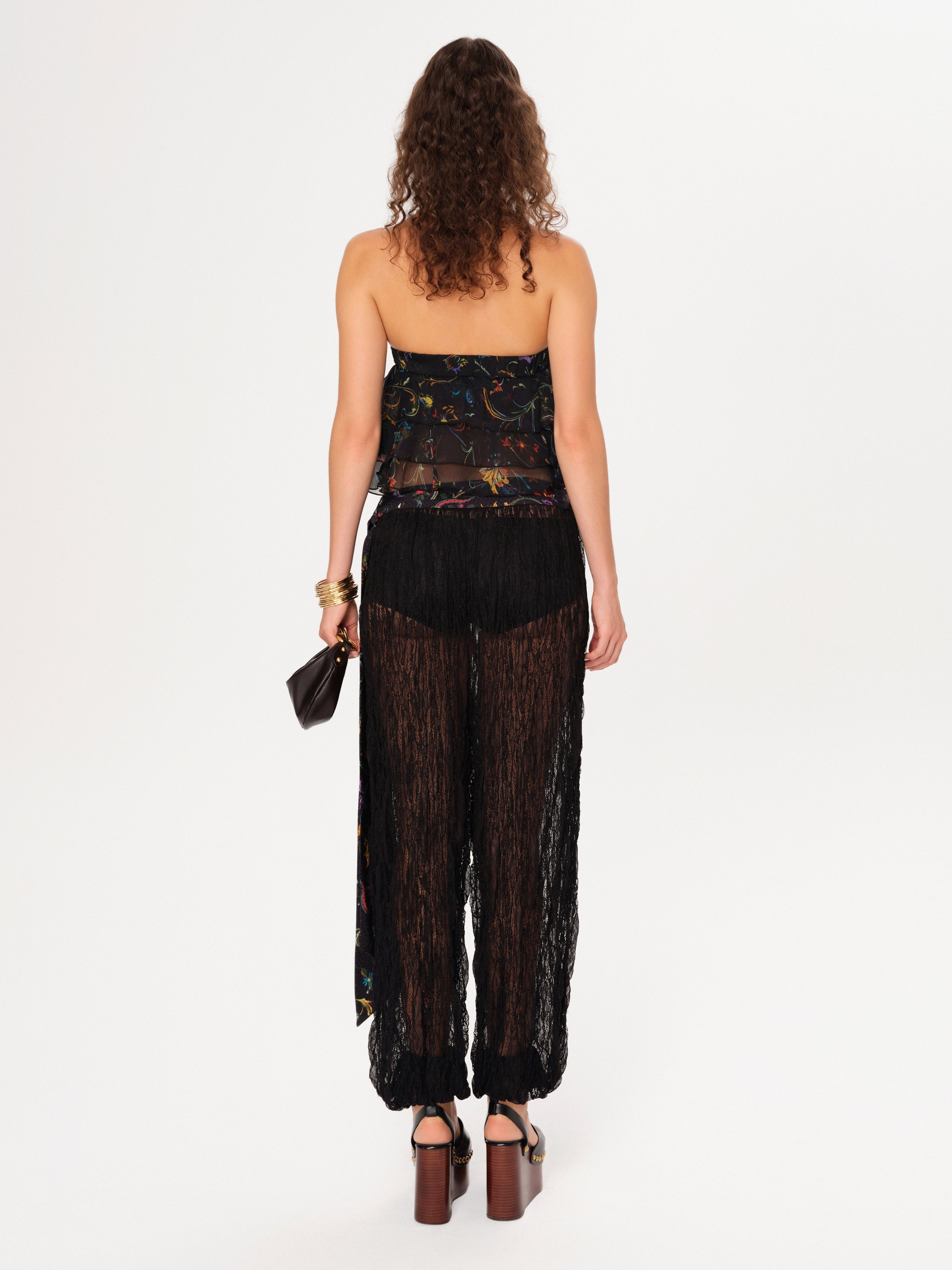 RORA - Bow detailed ruffled strapless top