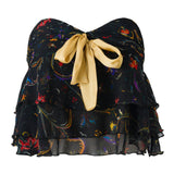 RORA - Bow detailed ruffled strapless top