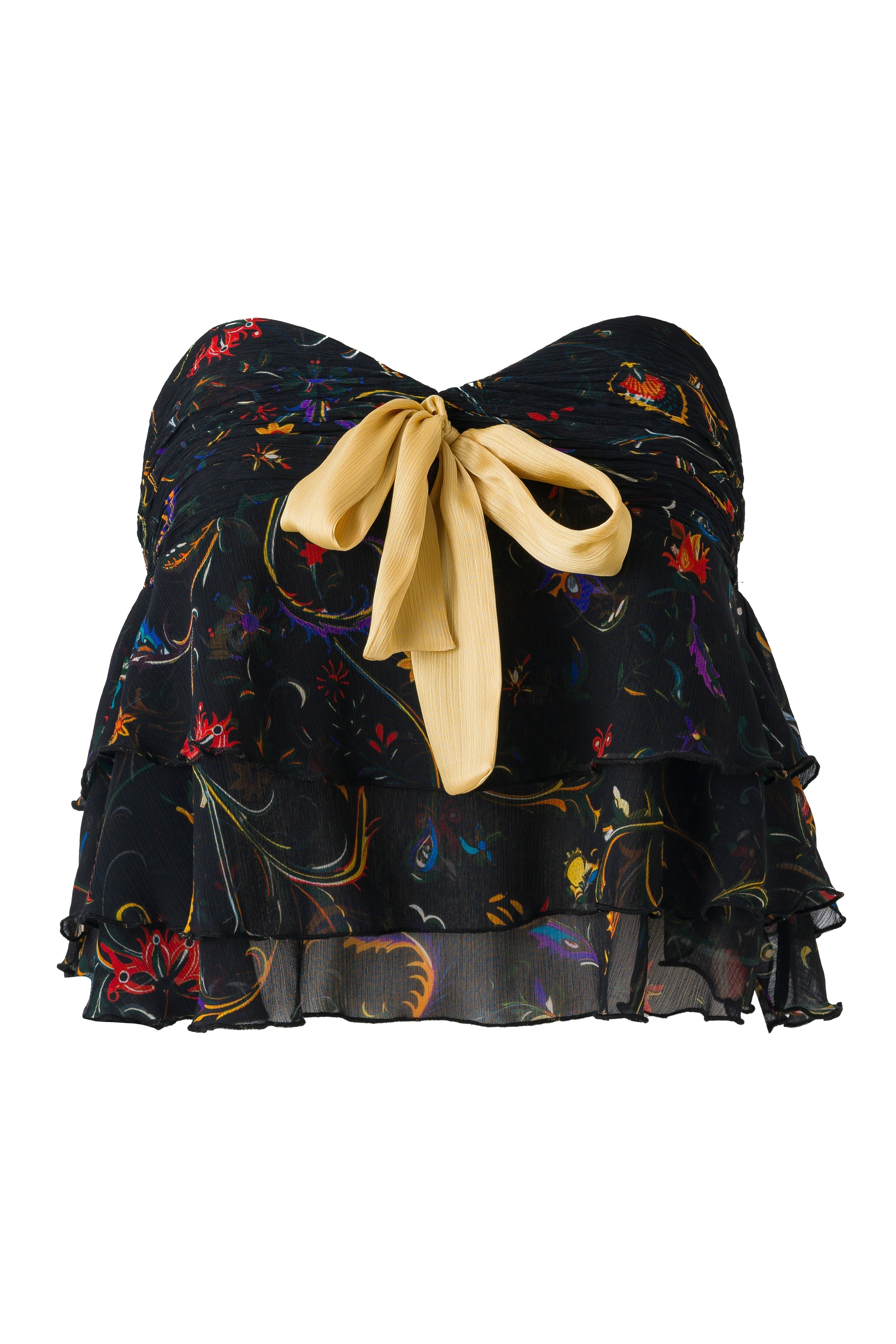 RORA - Bow detailed ruffled strapless top