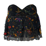 RORA - Bow detailed ruffled strapless top