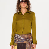 SEZANNE - Button-down cropped shirt with detachable mini-pouch