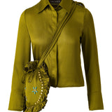 SEZANNE - Button-down cropped shirt with detachable mini-pouch