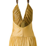 SOLERN - Deep V-neck mini dress with printed tie