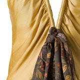 SOLERN - Deep V-neck mini dress with printed tie
