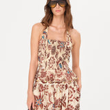 SVETINI - Ruched floral-print ruffled top