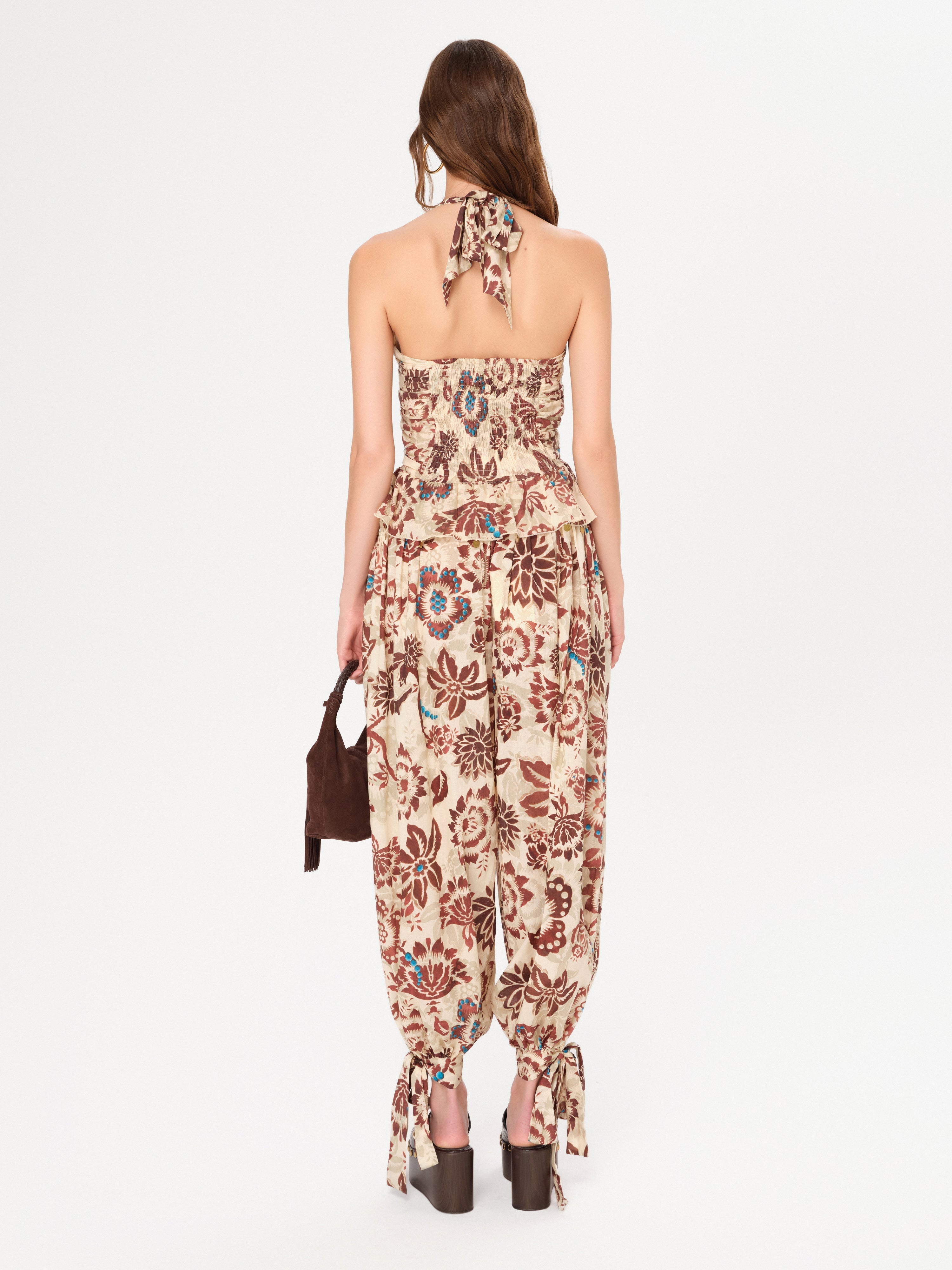 SVETINI - Ruched floral-print ruffled top