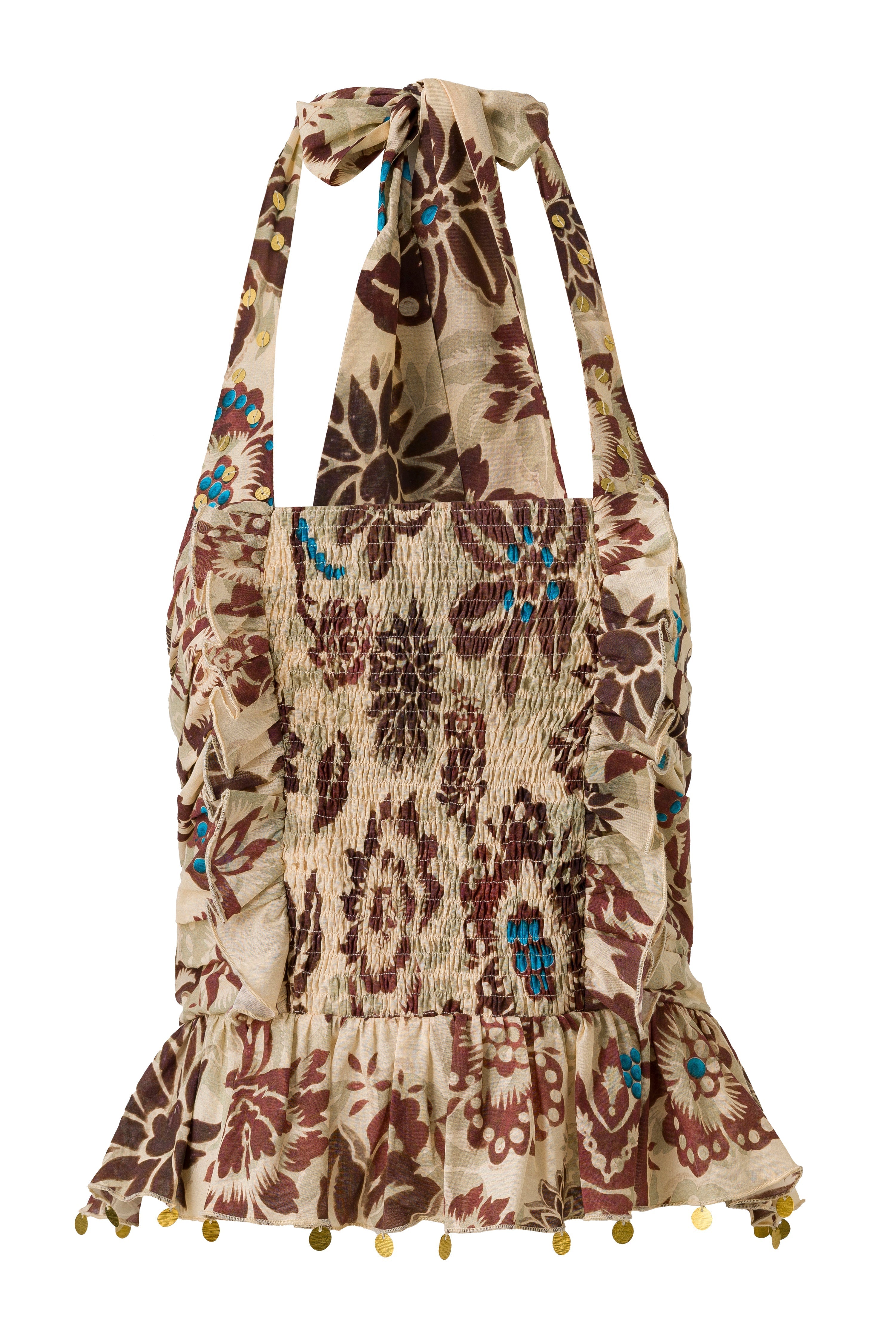 SVETINI - Ruched floral-print ruffled top