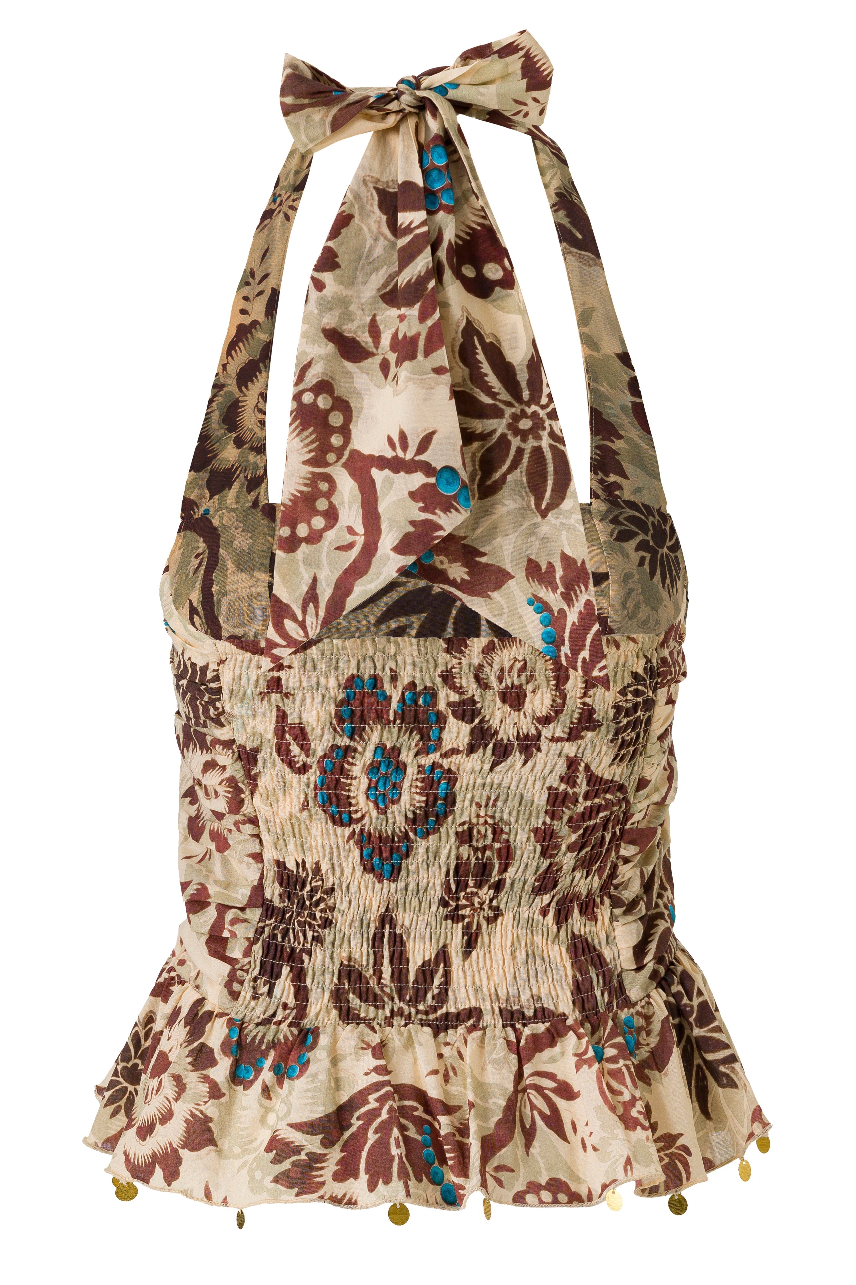 SVETINI - Ruched floral-print ruffled top
