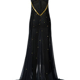VESINA - Open-back embellished sheer maxi dress