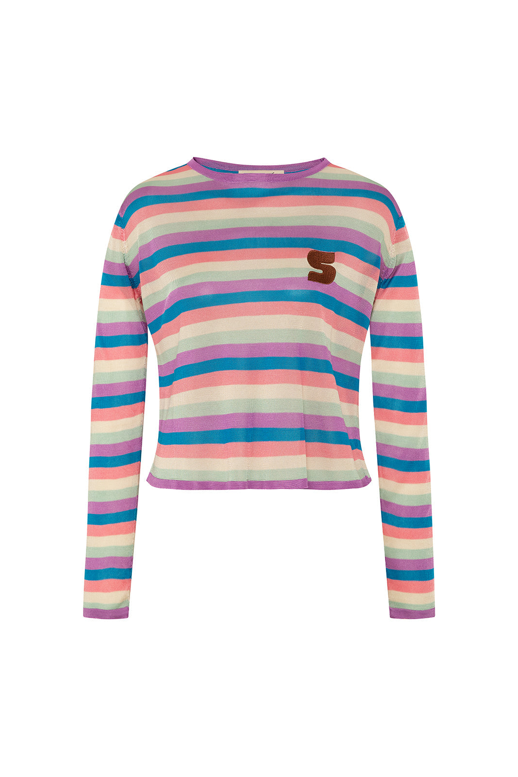 TEX - Pinky striped long sleeve knit top