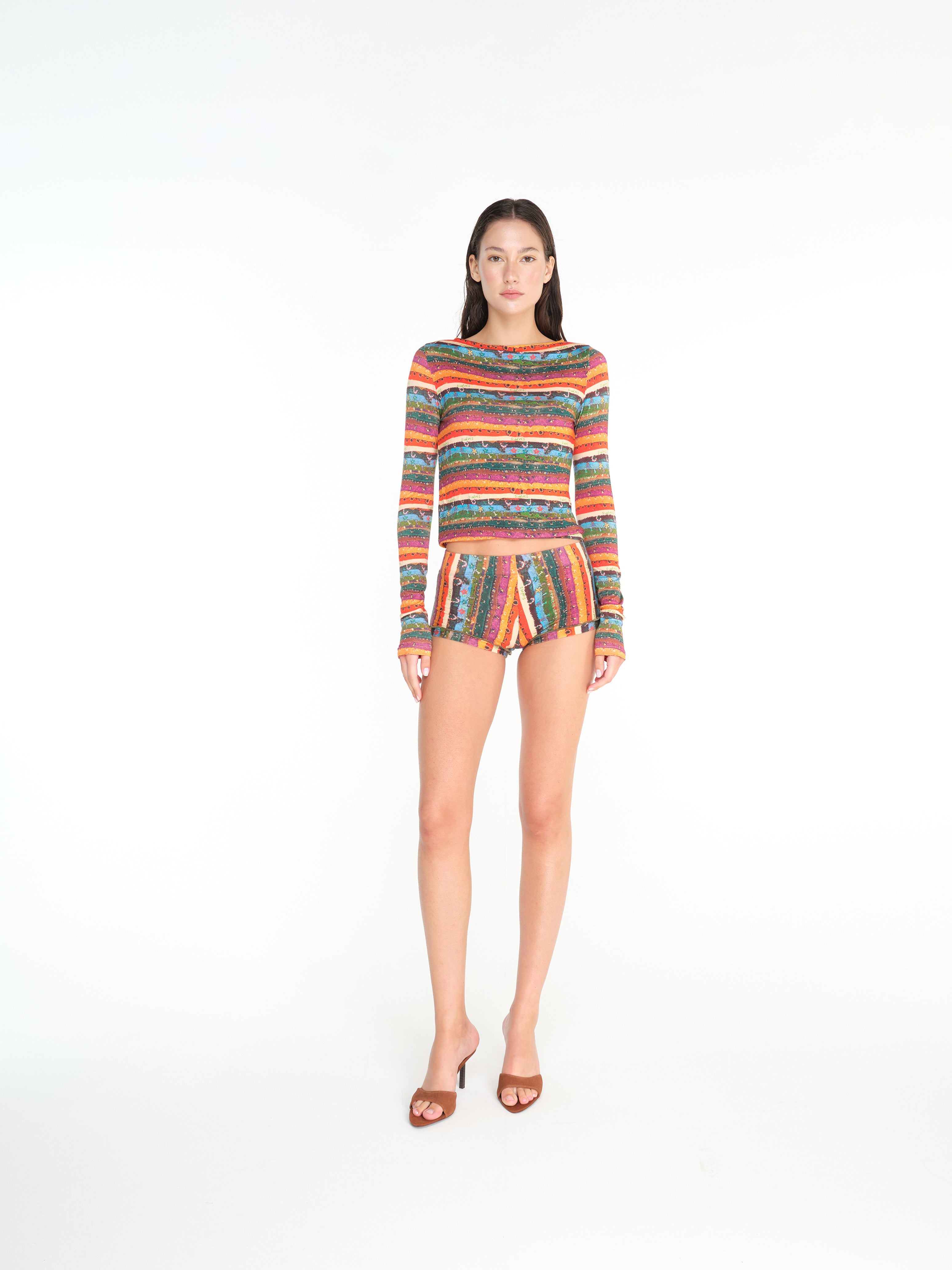 AFRA - Printed mini jersey shorts