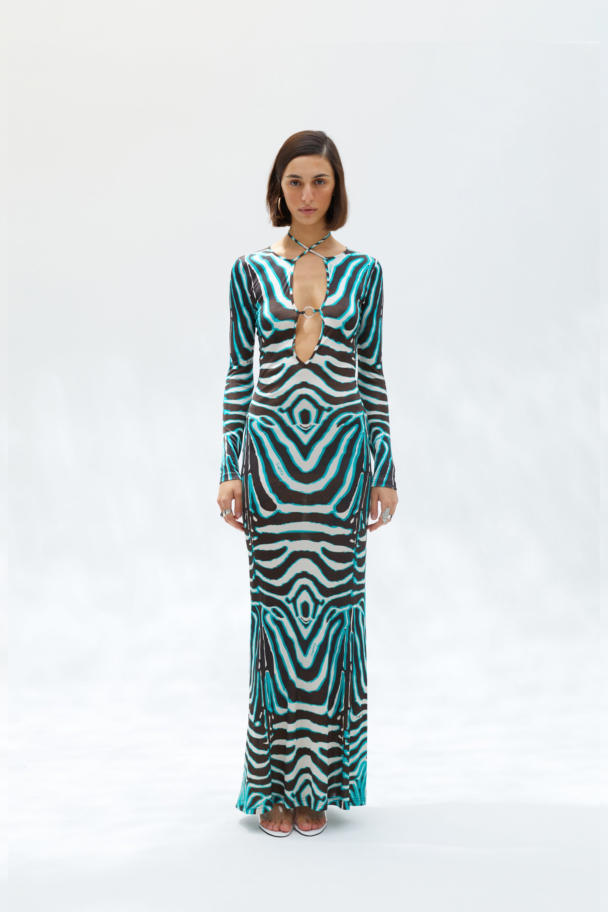 MAGY - Tie-front zebra printed maxi dress