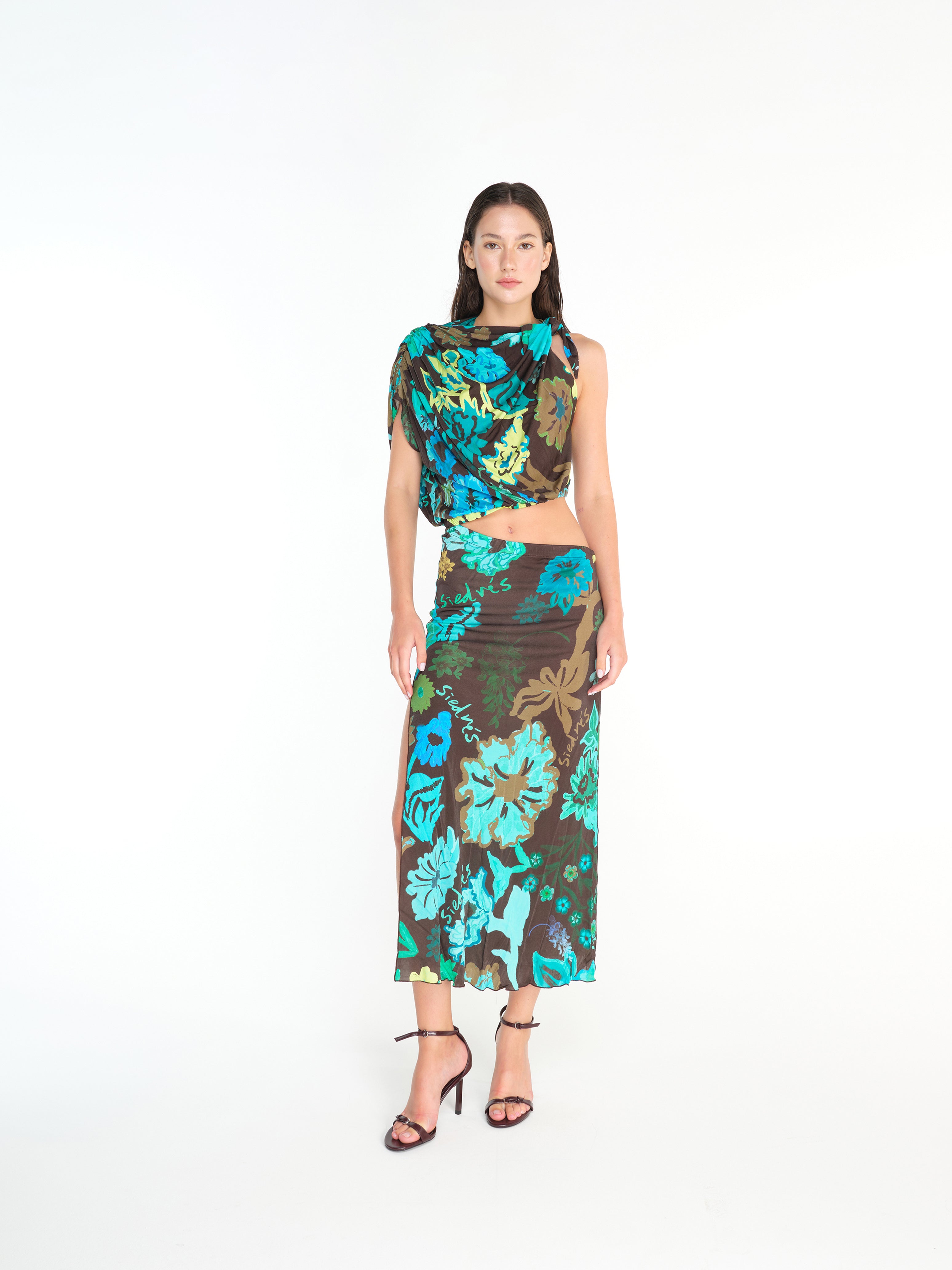 SAFIYA - Asymmetric cut-out printed jersey dress