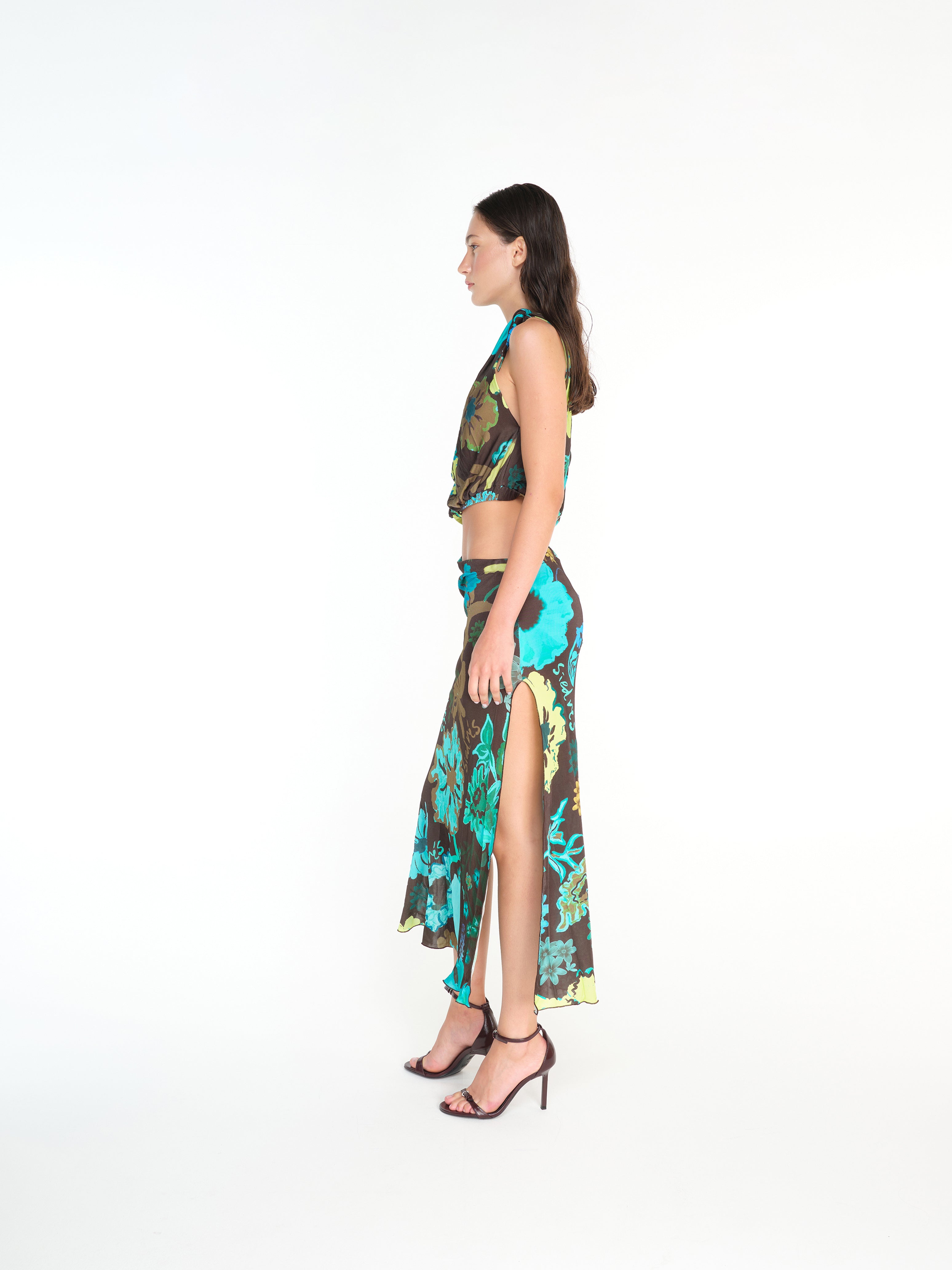 SAFIYA - Asymmetric cut-out printed jersey dress