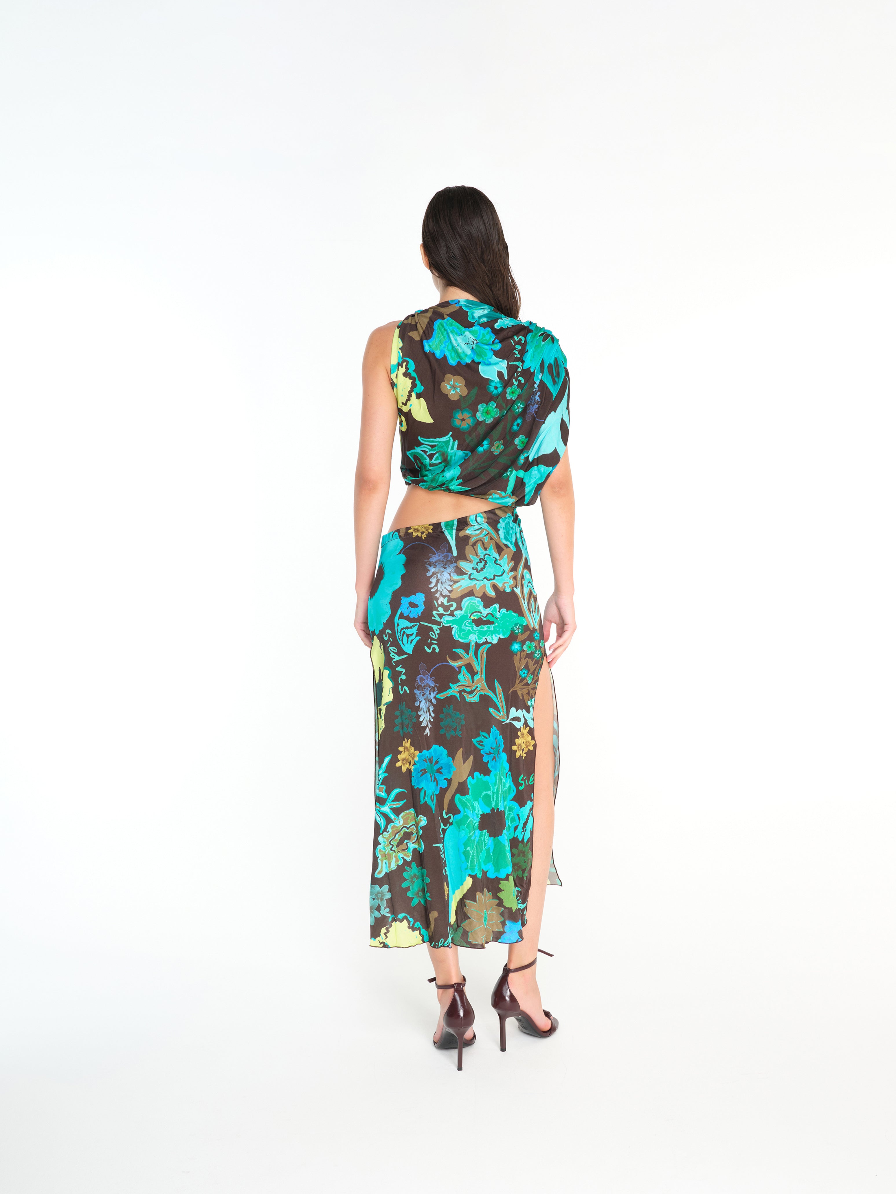 SAFIYA - Asymmetric cut-out printed jersey dress