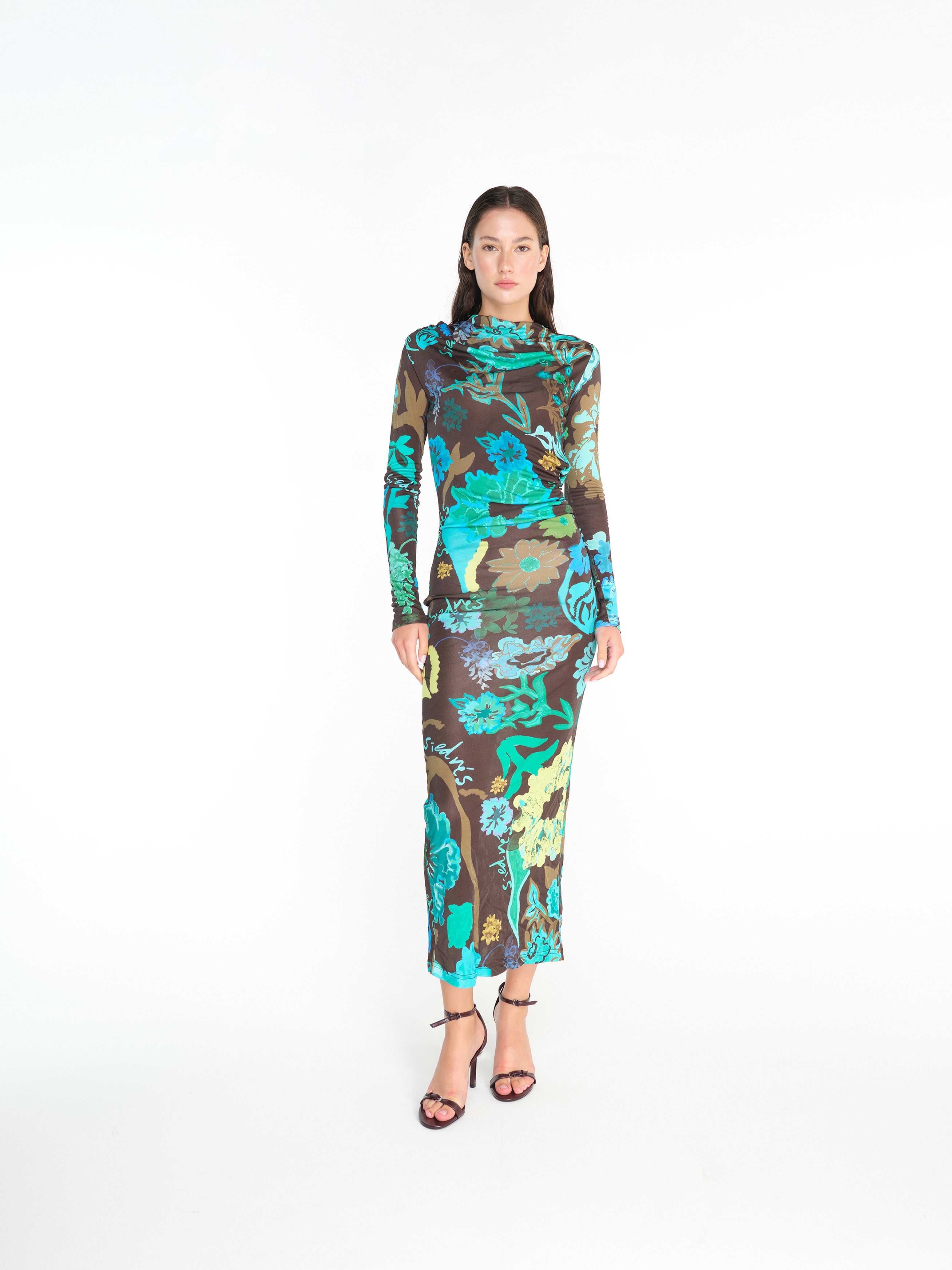 AGNE - Open back jersey printed dress