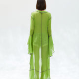 ELINA - Tie-front maxi length top with contrast stitching