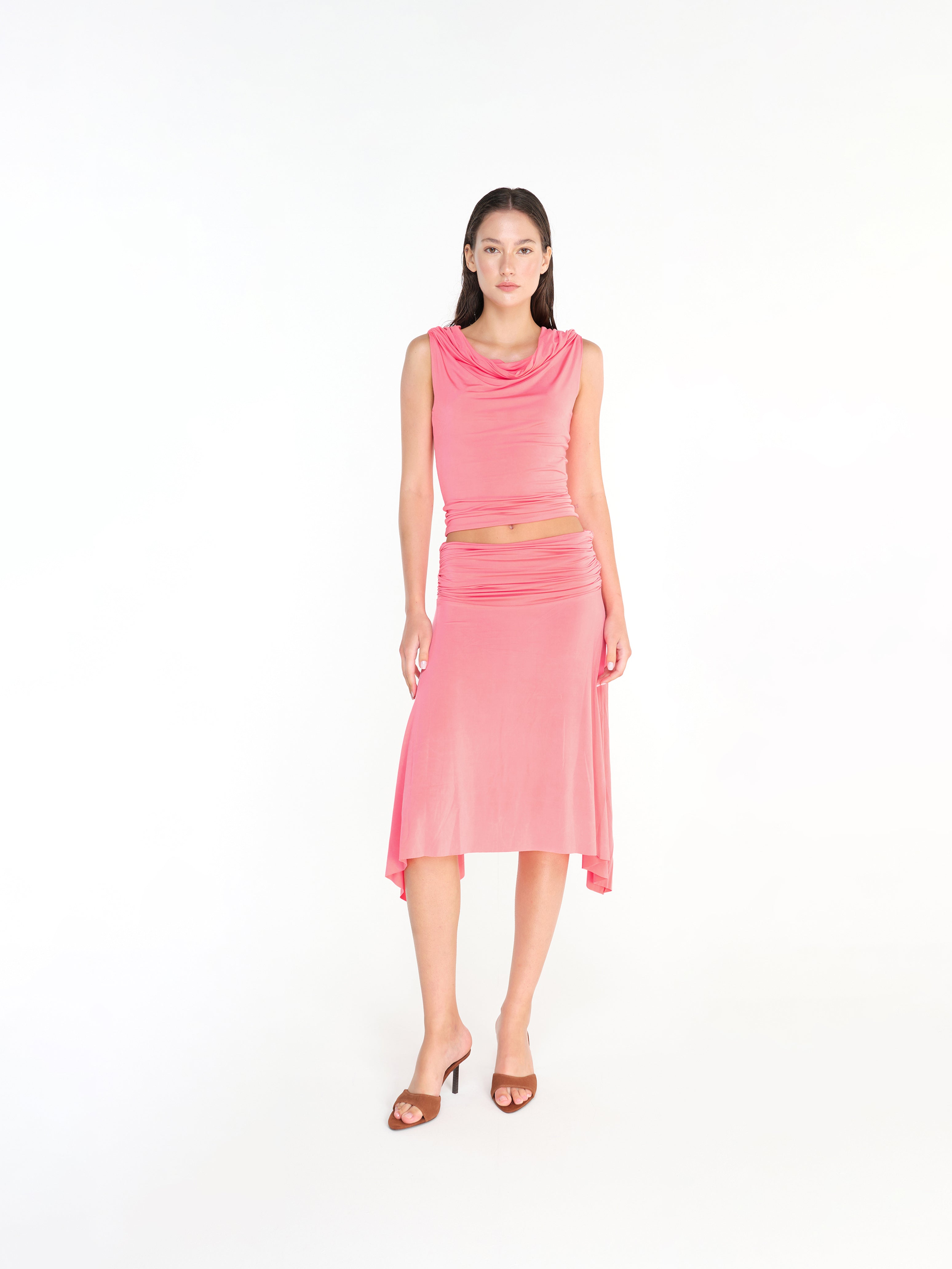 MIMI - Asymmetric draped jersey skirt