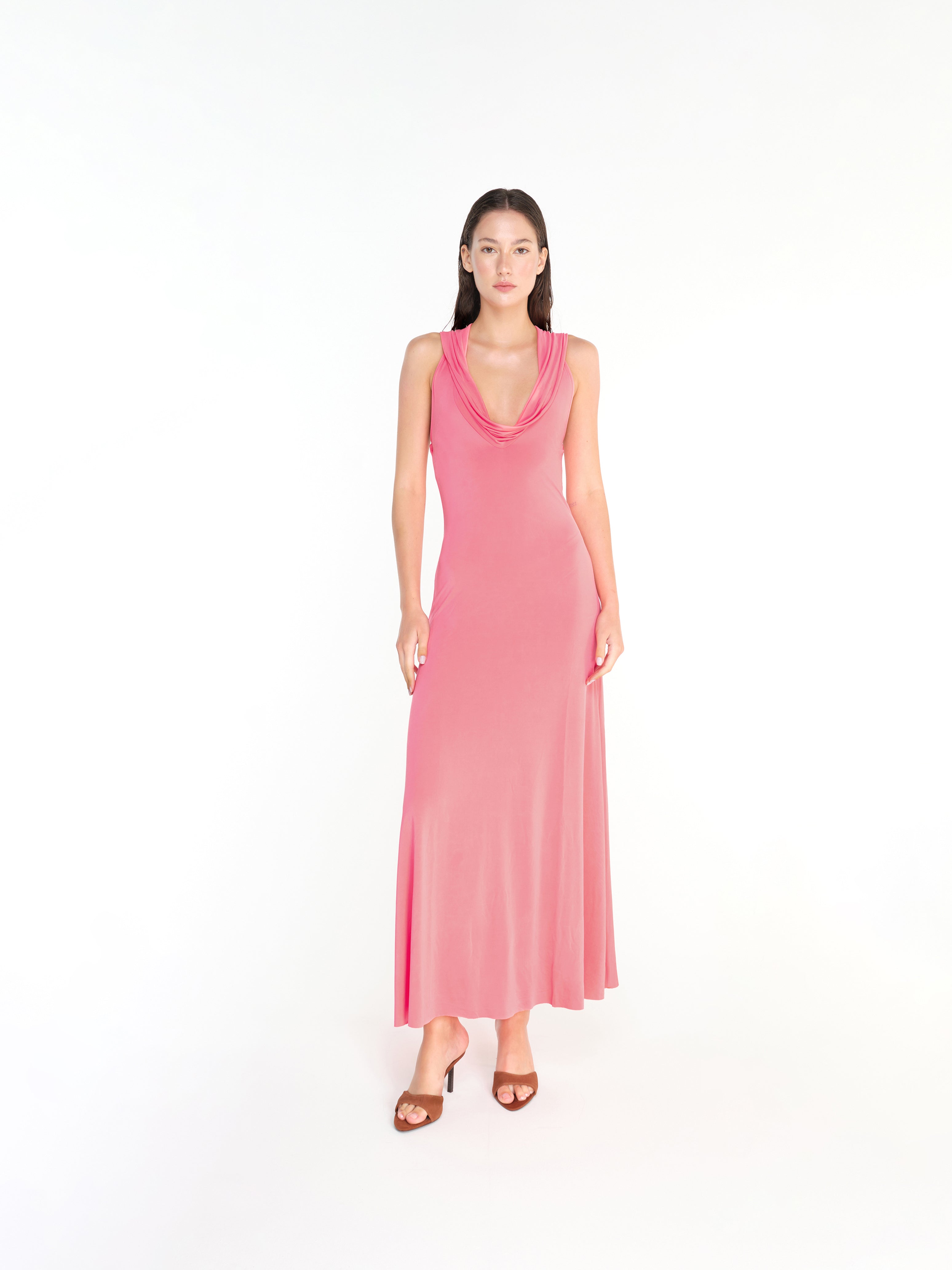 SIZY - Cape detailed jersey maxi dress
