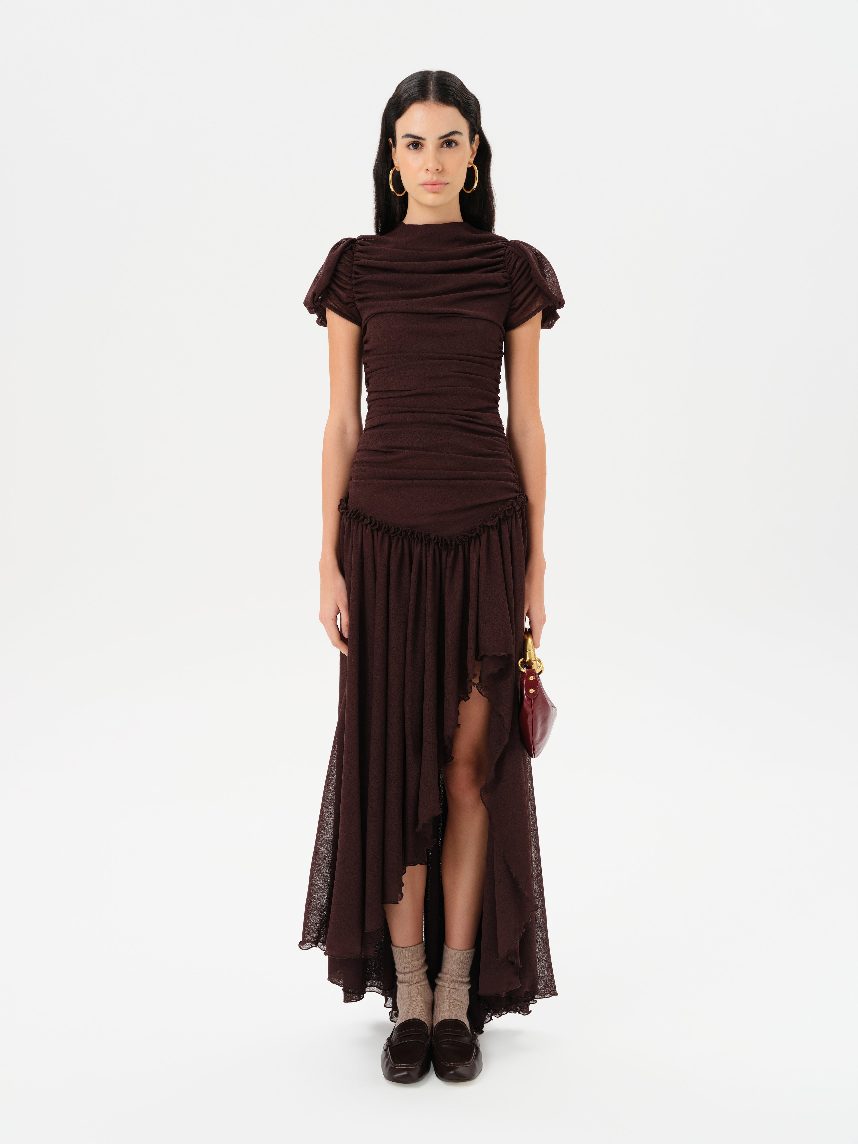 ADELINE - Open-back ruched maxi dress