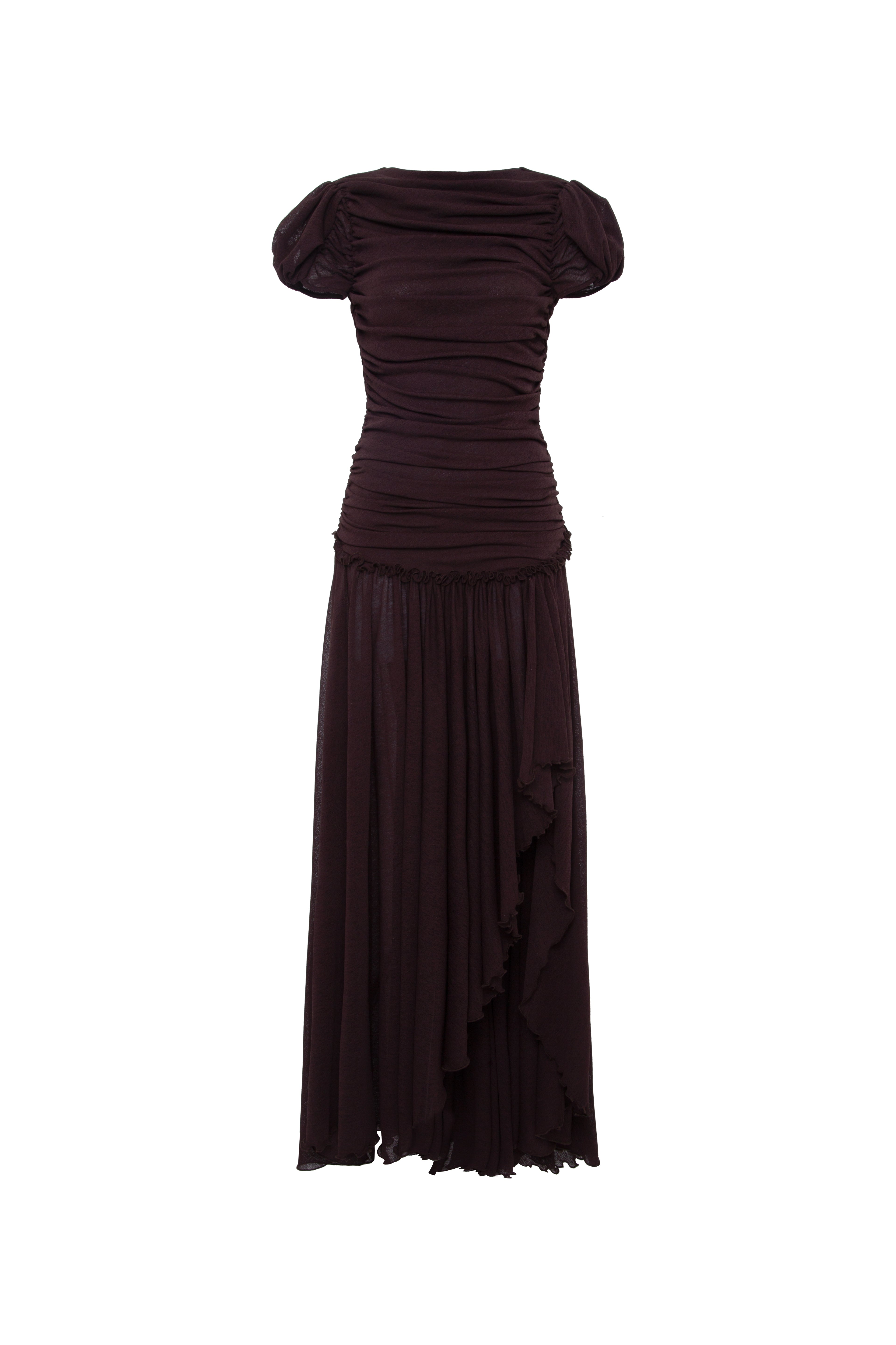 ADELINE - Open-back ruched maxi dress