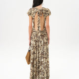 ADELINE - Printed velvet maxi dress with gathered ruching