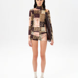 AFRA - Low-rise printed velvet mini shorts