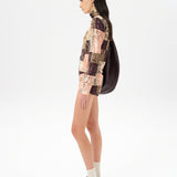 AFRA - Low-rise printed velvet mini shorts