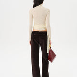 ALBA - Fitted long-sleeve mesh top with side tie detail