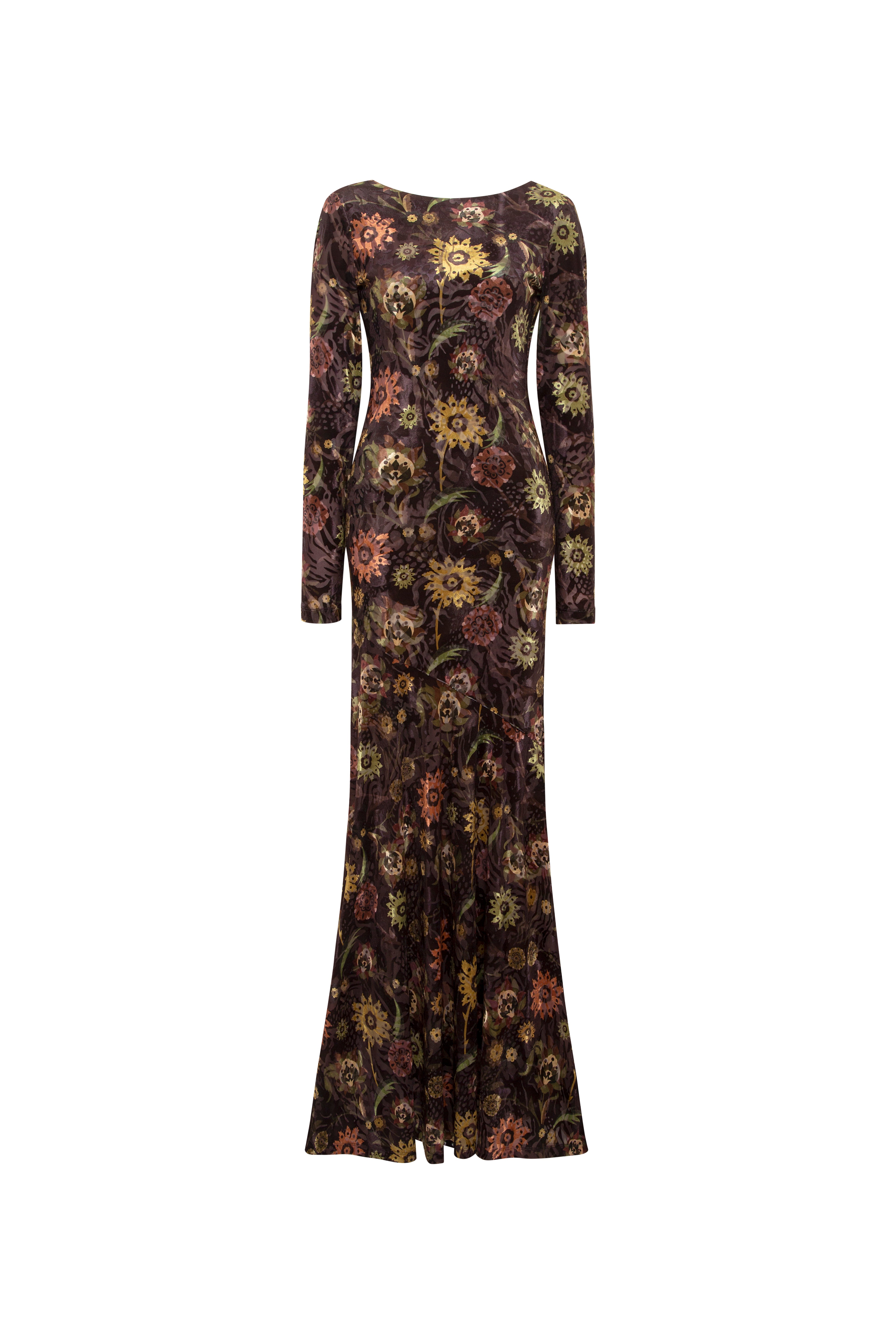ALIN - Velvet devoré open back maxi dress