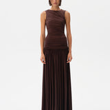 ALINA - Open-back ruched maxi jersey dress