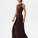 ALINA - Open-back ruched maxi jersey dress