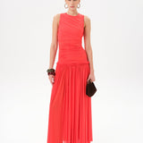 ALINA - Open-back ruched maxi jersey dress