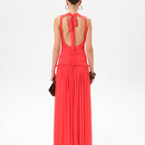 ALINA - Open-back ruched maxi jersey dress