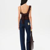 ARLA - Sheer mesh top with ruffle detail