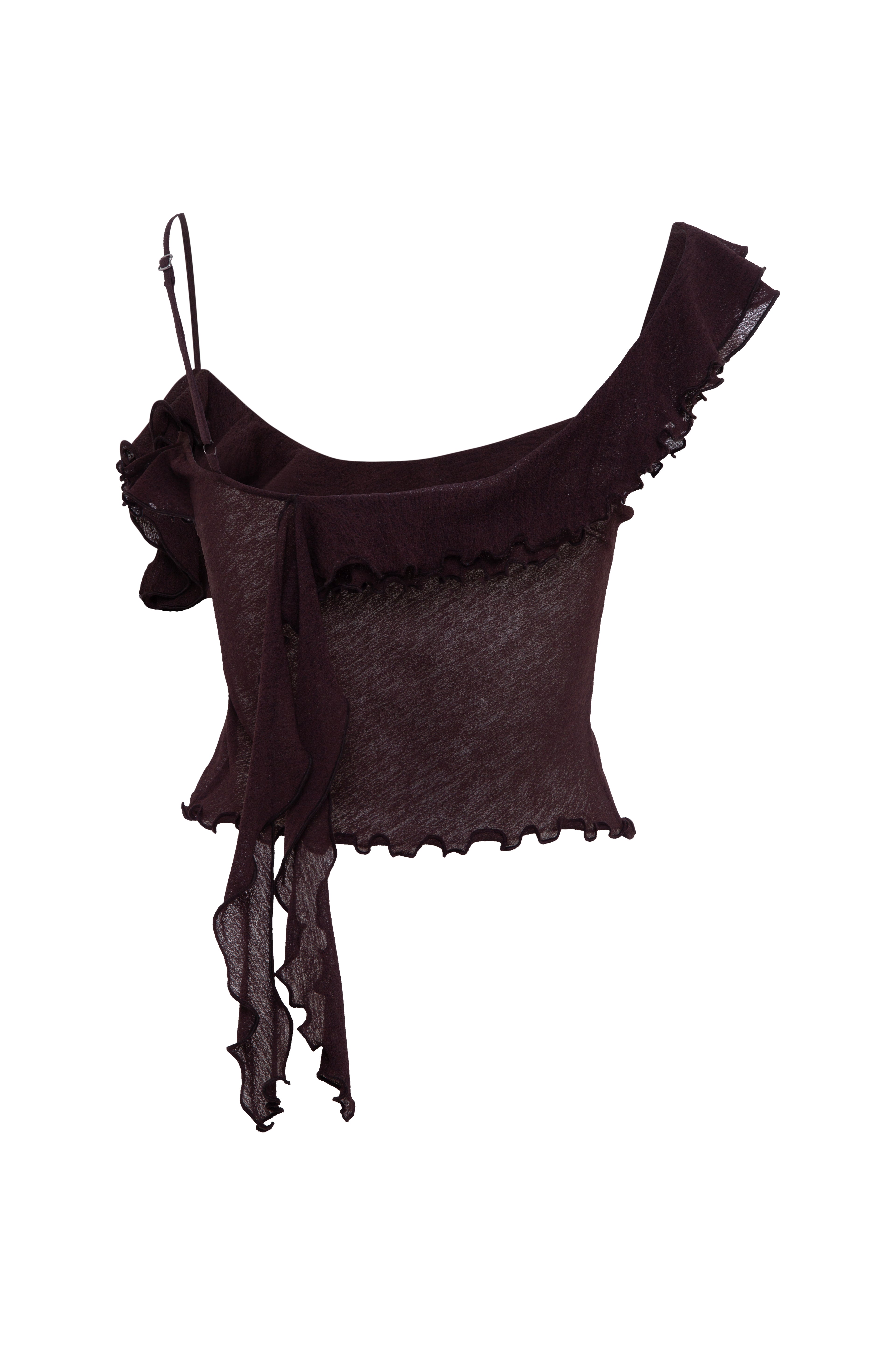 ARLA - Sheer mesh top with ruffle detail