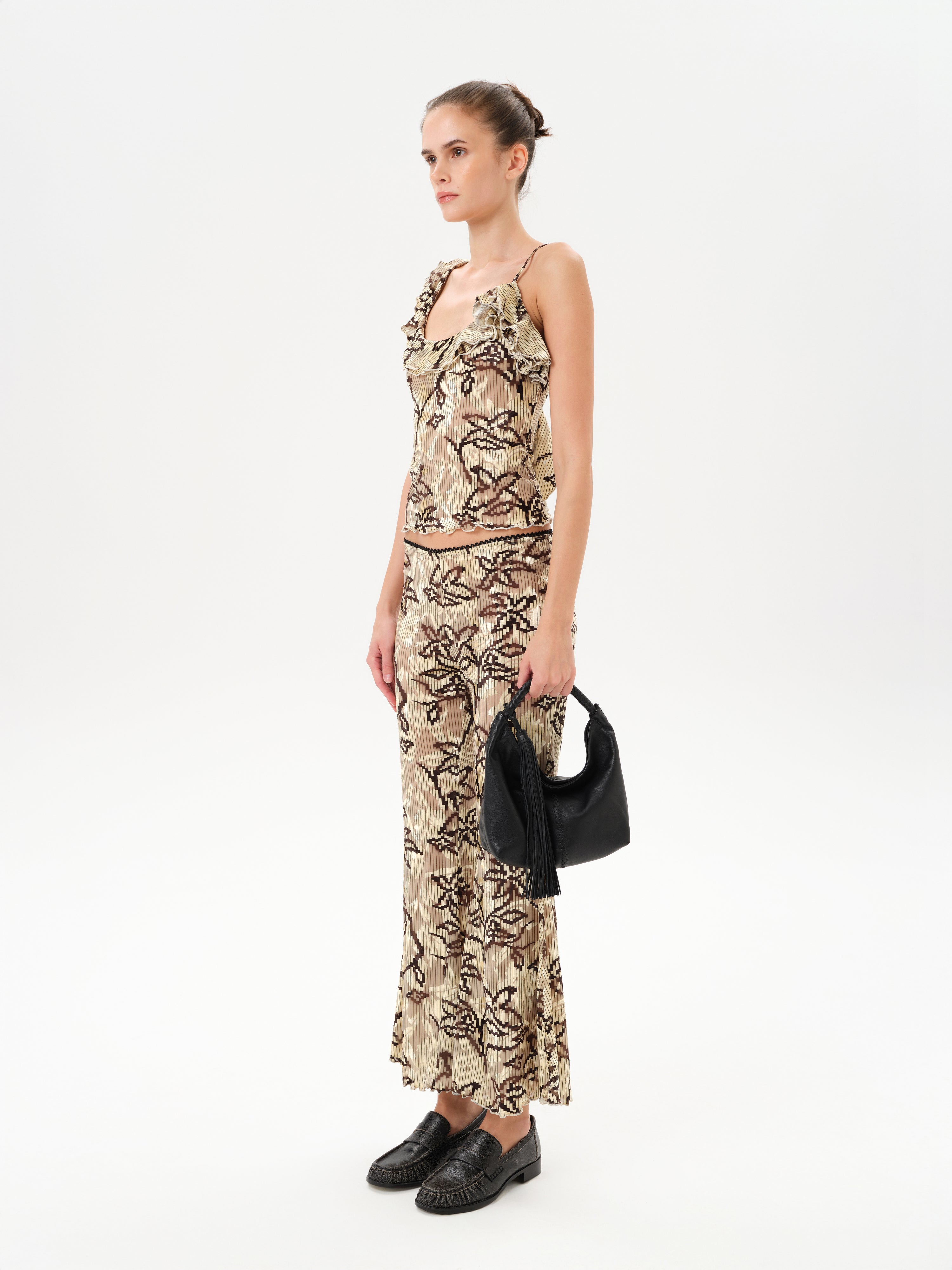 ARLA - Velvet devoré printed top with shoulder detail