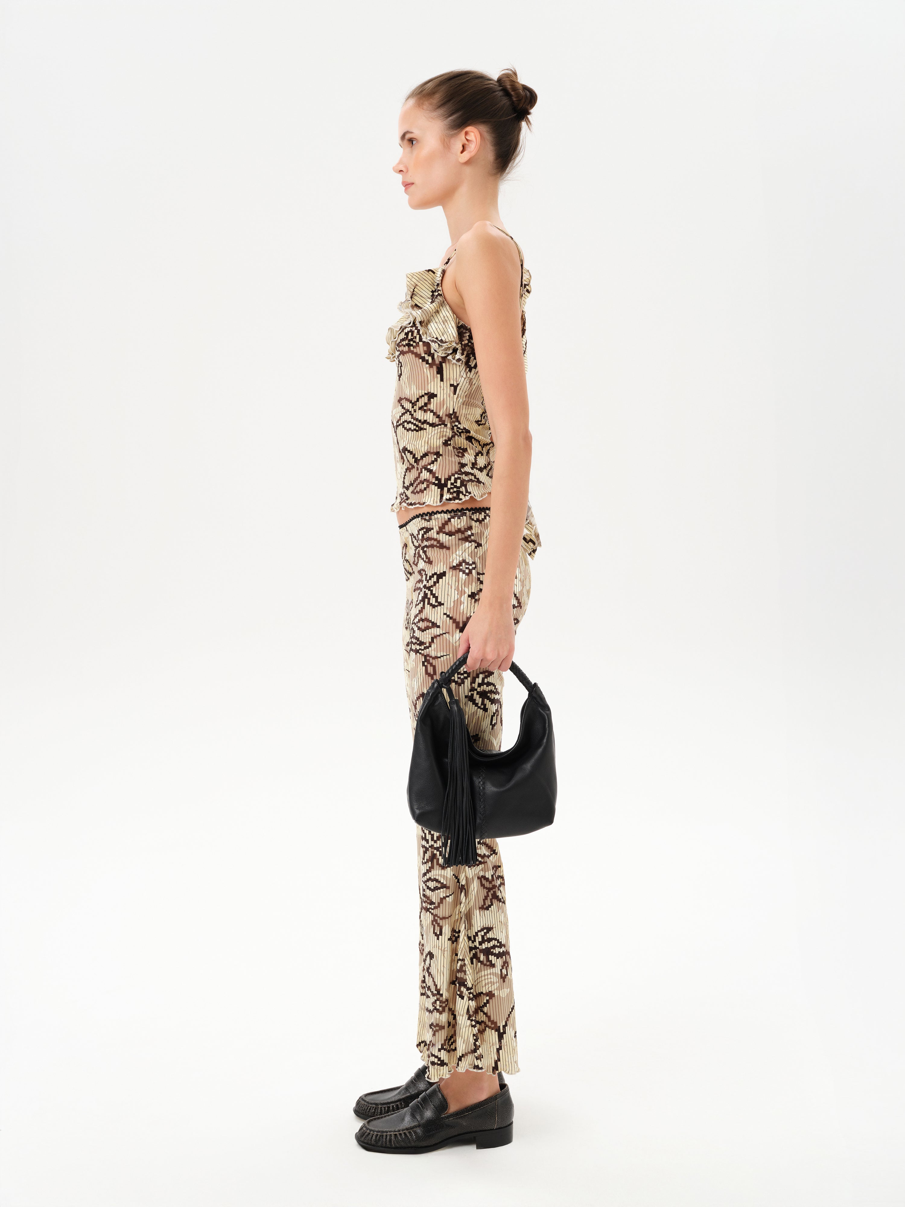 ARLA - Velvet devoré printed top with shoulder detail