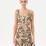 ARLA - Velvet devoré printed top with shoulder detail