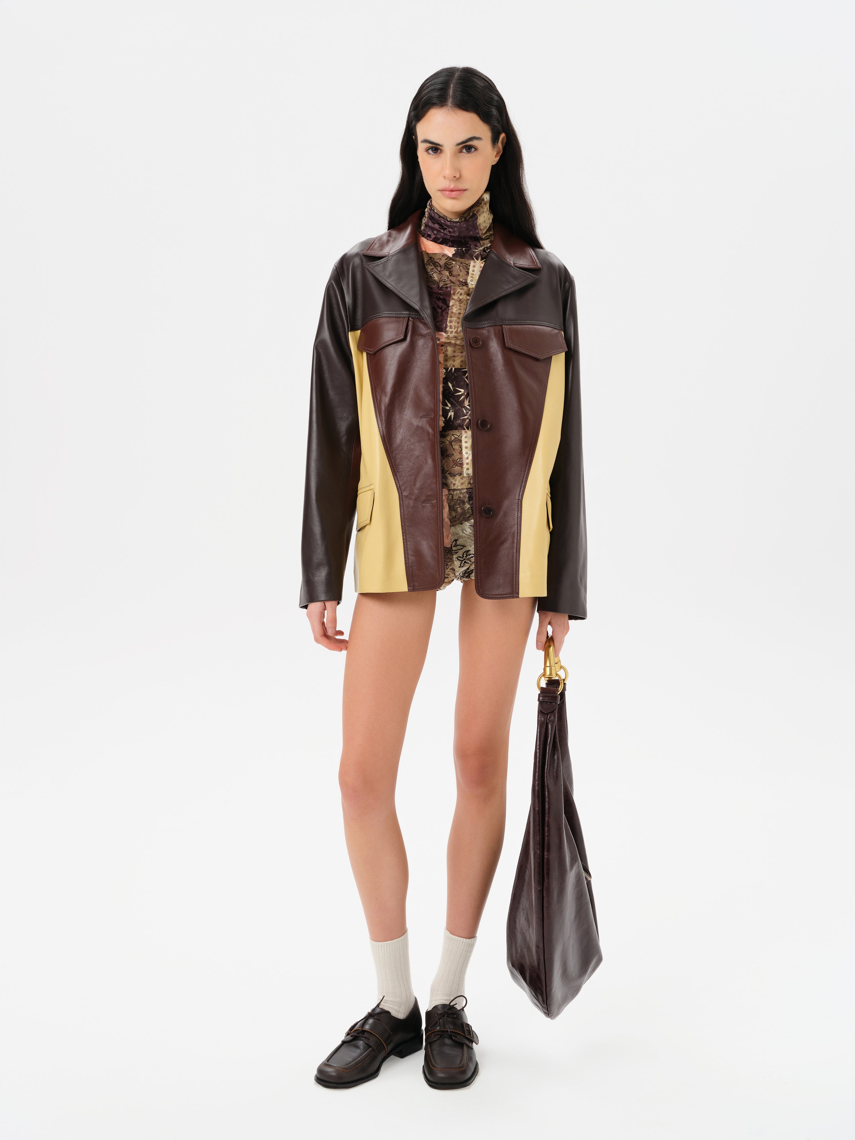 ASEAN - Oversized multi colored leather jacket