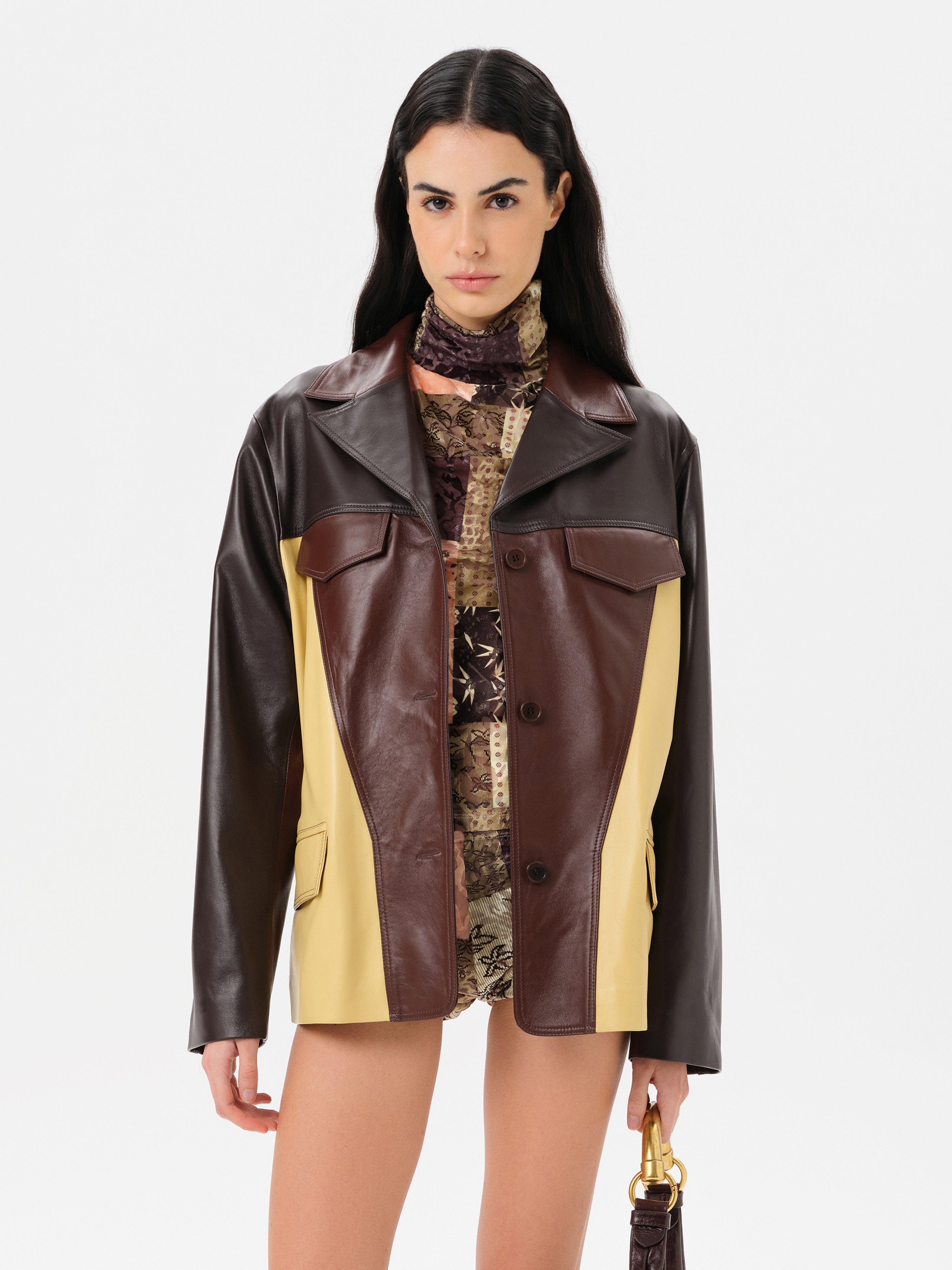 ASEAN - Oversized multi colored leather jacket