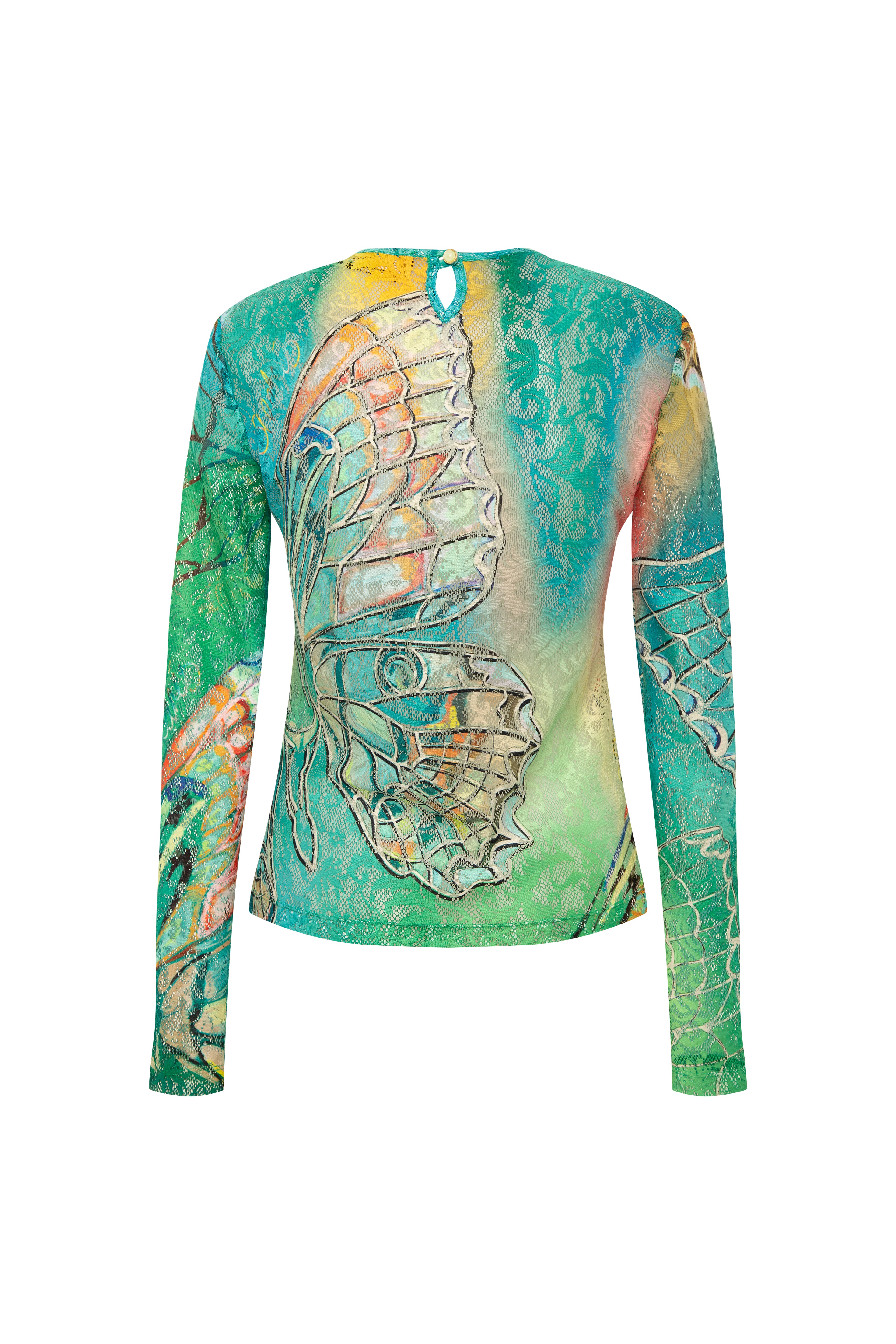 DEZOL - Printed long sleeve lace top