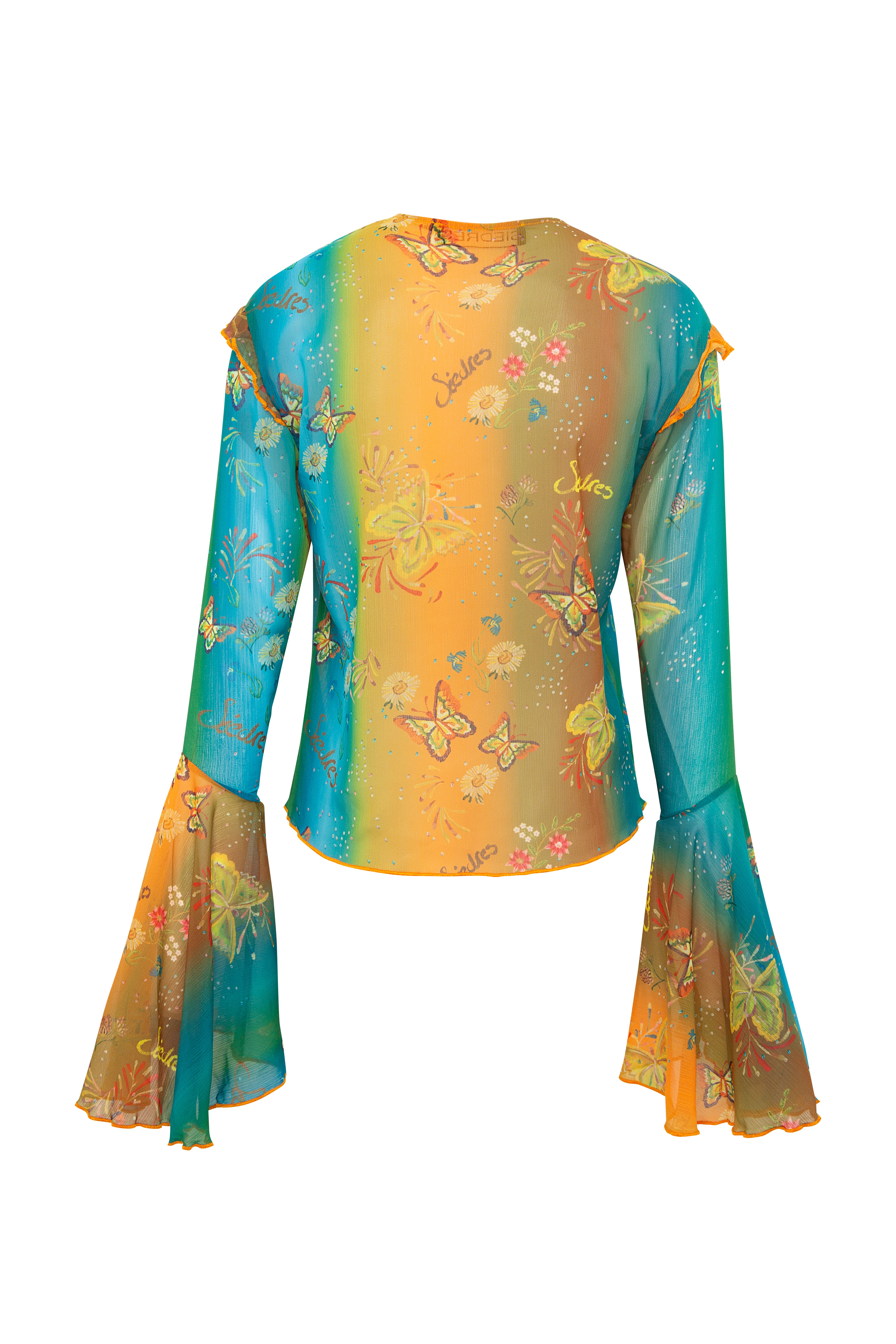 MARLEY - Printed fluted sleeve shirt