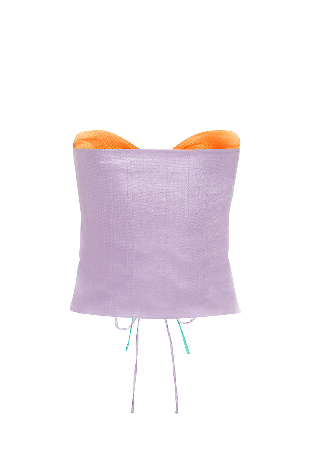 SUNNY - Color-block front-tie strapless top