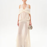 BLAIR - Chiffon maxi dress with gathered detailing