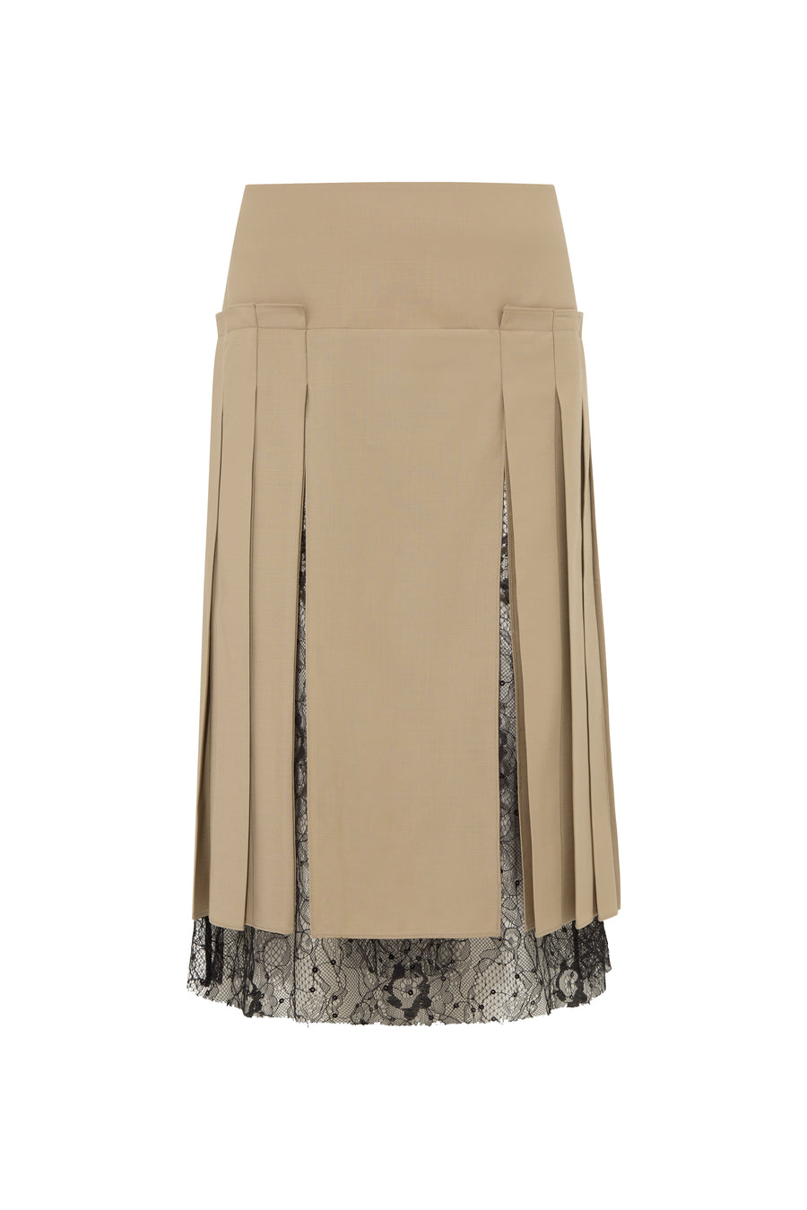 BRIT - Pleated midi skirt with lace and slit details