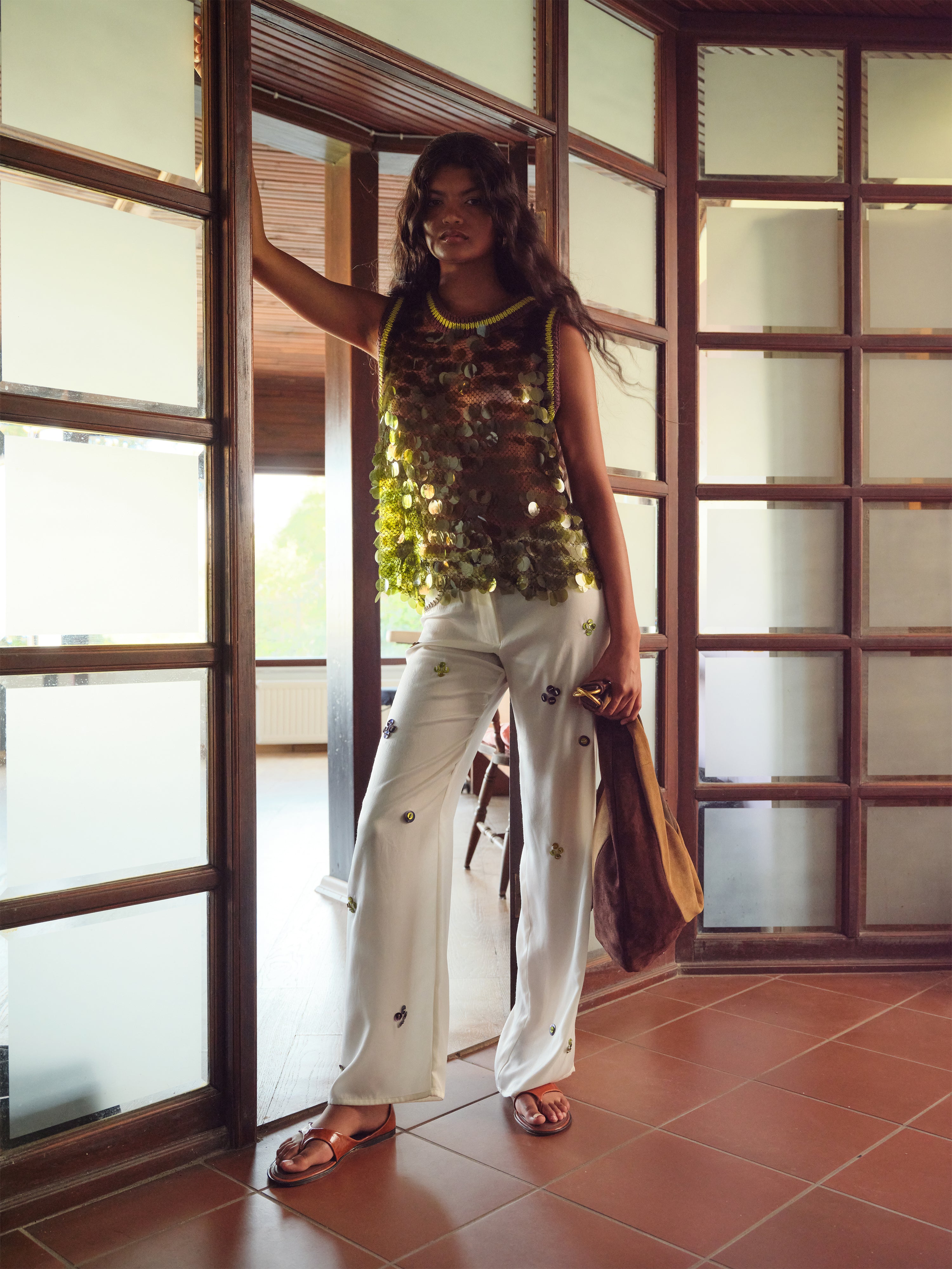 BRITY - Low-rise straight-leg embellished pants