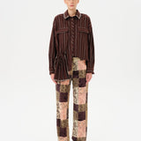 BRITY - Low-rise patchwork velvet pants