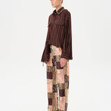 BRITY - Low-rise patchwork velvet pants