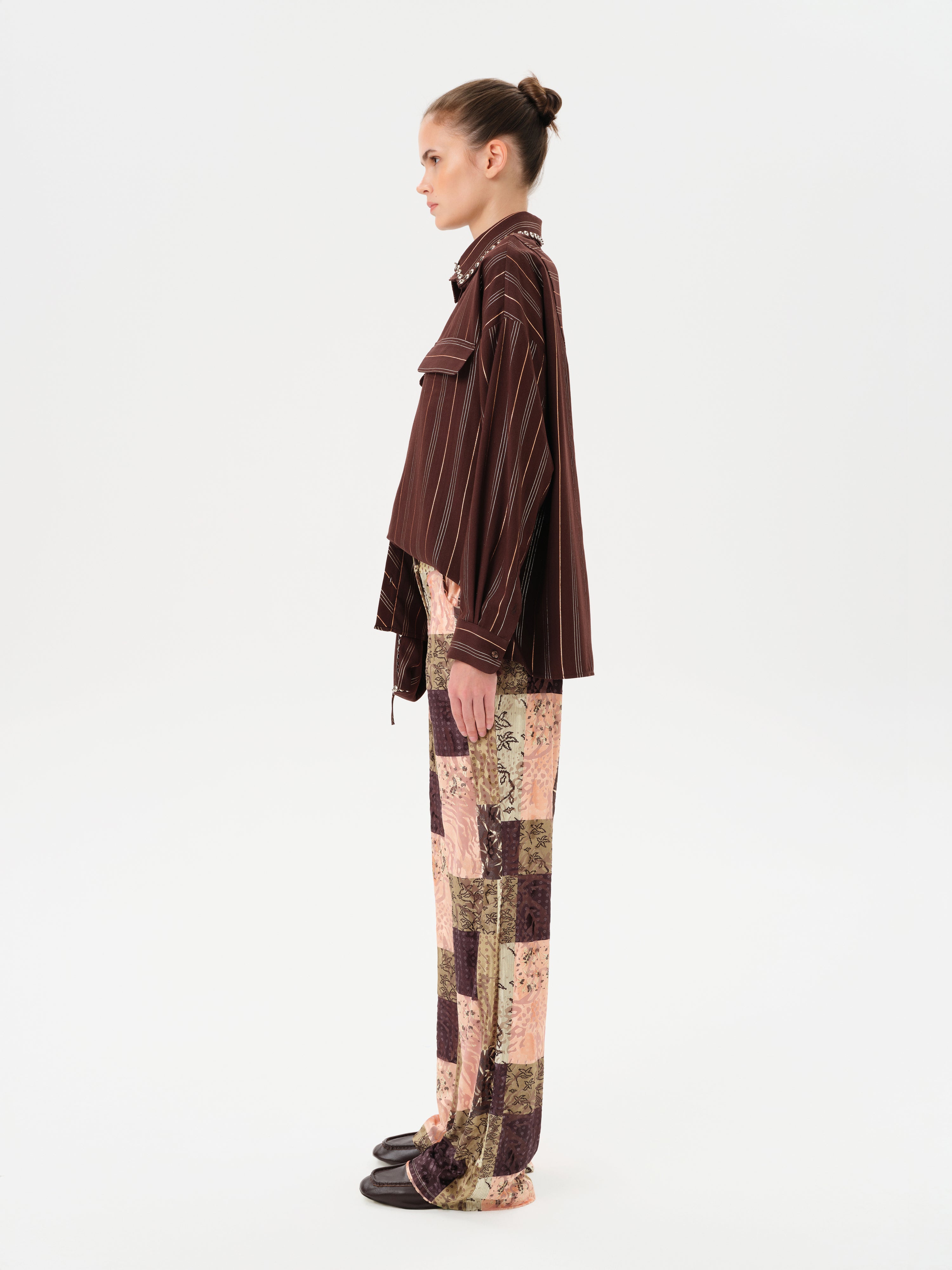 BRITY - Low-rise patchwork velvet pants